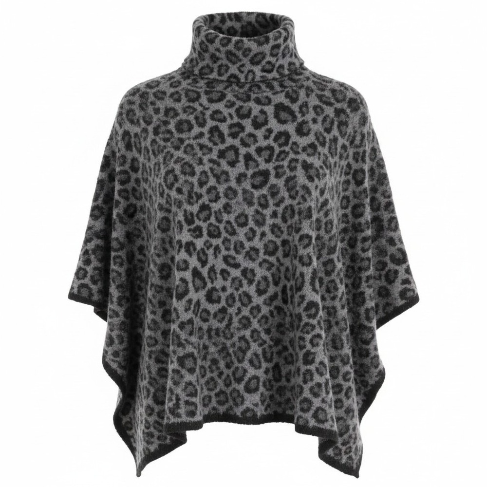 Barefoot Dreams Leopard Print Poncho Cozychic Soft Warm Fuzzy One Size